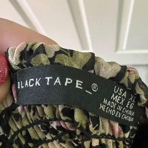 Black Tape Floral Dress - Picture 3 of 7